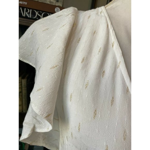 (Sold) DREW Maggie White Gold Shimmer Wrap Midi Dr - Picture 5 of 7